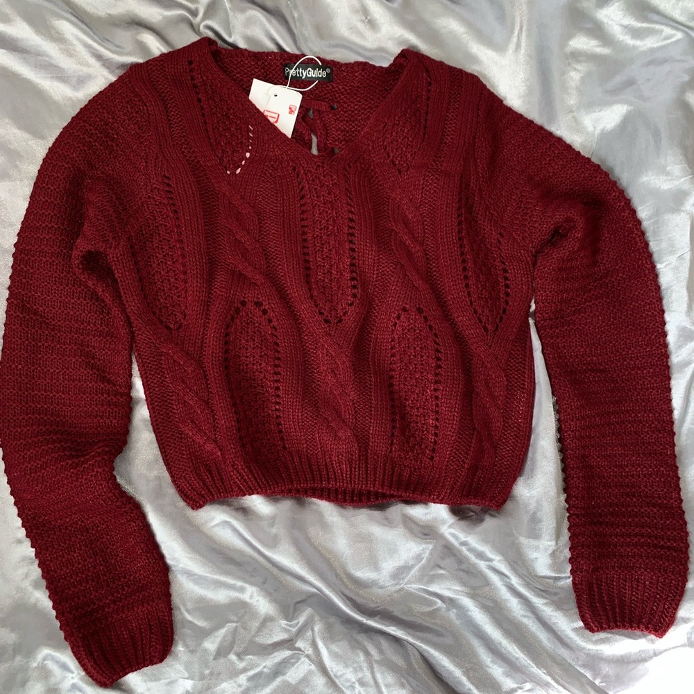 NWT Long Burgundy Crop Top Sweater